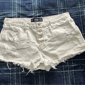 Hollister white y2k distressed shorts